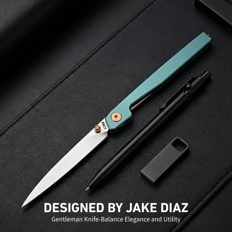 🔥CJRB Lanky 1.36oz Ultra-Light Gentleman's Folder – AR-RPM9 Wharncliffe Blade & Slim Aluminum Design for Elegant Everyday Carry and Outdoor Use.