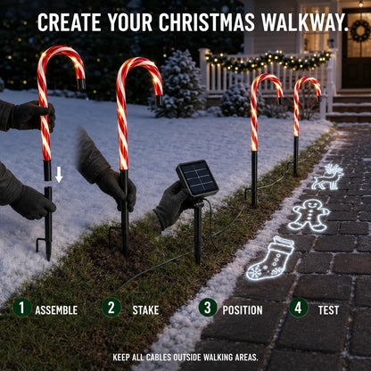 🔥Buy 2 Get 20% OFF🔥🎄Solar Candy Cane Projector Pathway Lights – Light the Way to Christmas