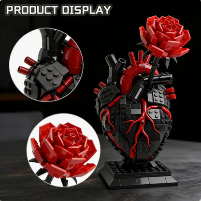 🌹Forbidden Heart — Black Thorn Rose Building Block