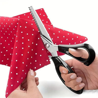 Stainless Steel Zig Zag Scissors with Serrated Teeth, Sharp Craft Cutting Tool for Sewing, Fabric, Dressmaking & DIY Projects