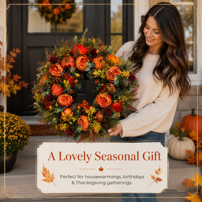 🔥Last Day 49% OFF💖 Handmade Fall Peony And Pumpkin Wreath - Year Round Wreath