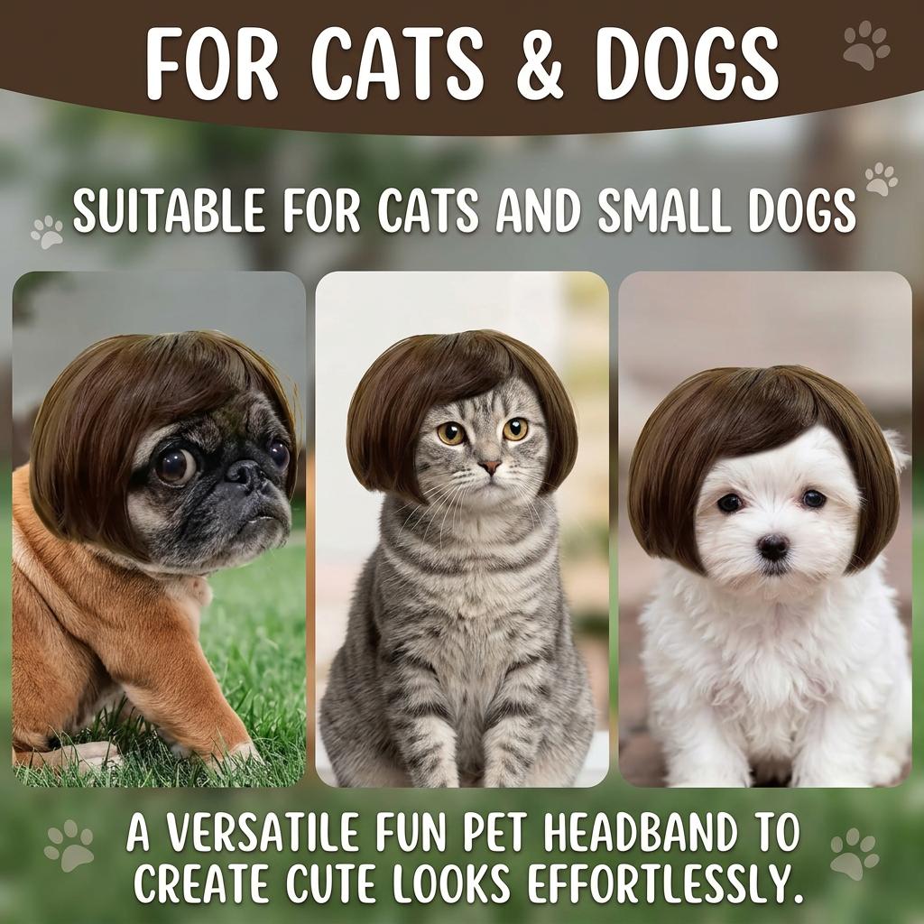 🐶Funny Pet Wig Hair Accessories for Dogs & Cats