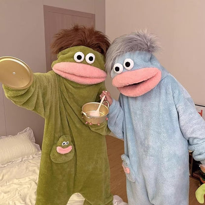 🔥Limited Time 50% Off✨2026 Silly Onesie, Funny Green Monster Hooded Fleece Onesie Pajamas