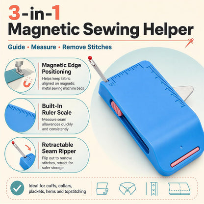 🧵 3-in-1 Magnetic Sewing Helper | Magnetic Seam Guide