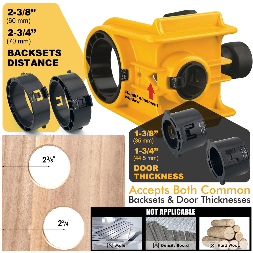 🚪 Door Lock Installation Jig Kit | Wood Door Knob & Deadbolt Hole Drilling Set
