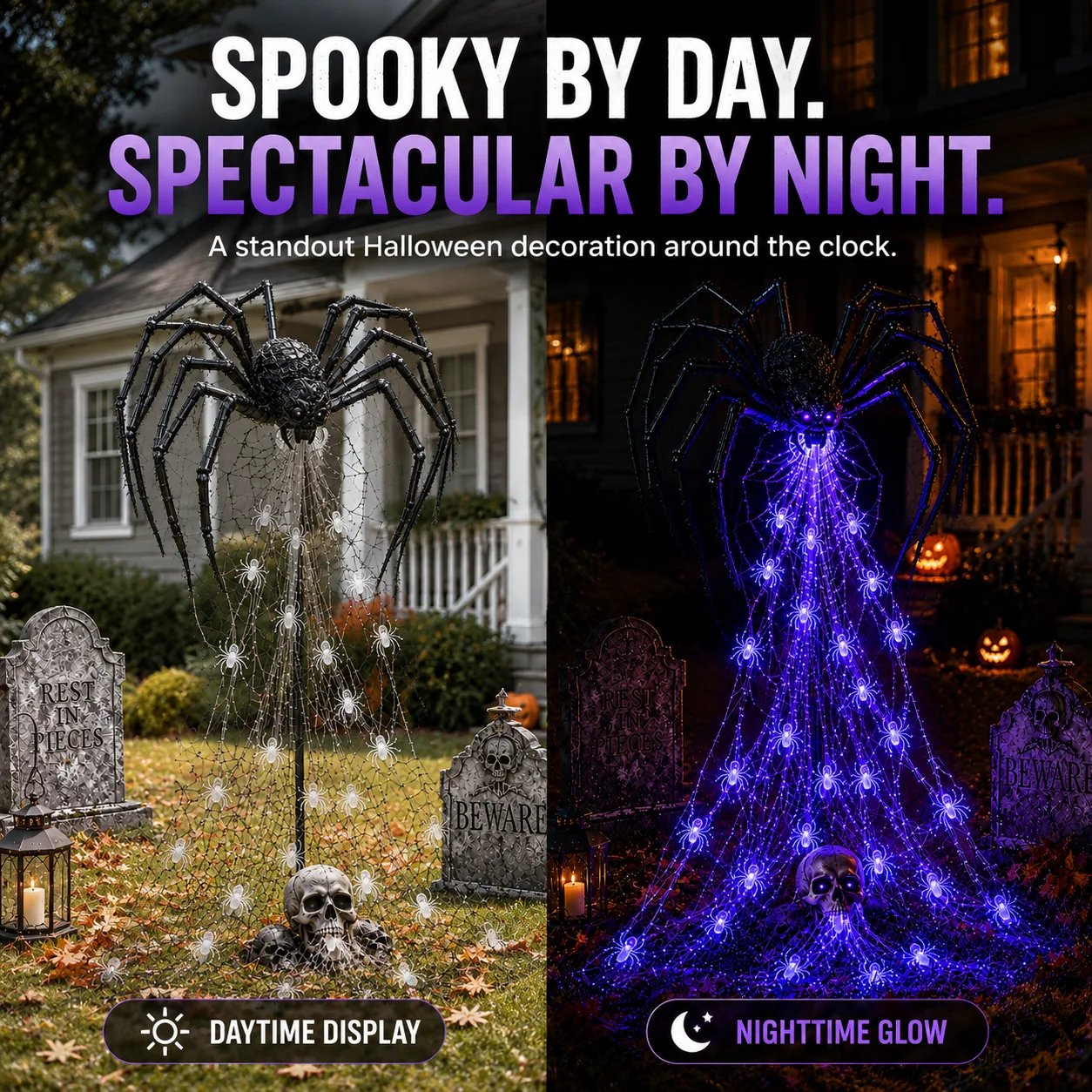 🎁Only Today 49% OFF 🔥 Halloween Spider Web Light Show🕷️