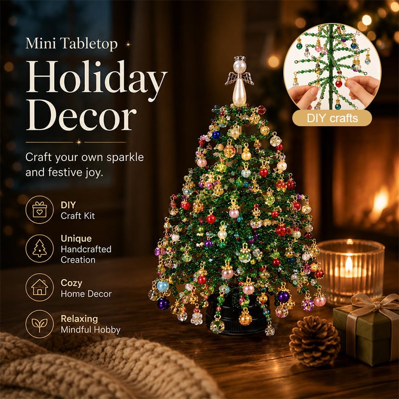 🎄Mini Tabletop DIY Beaded Christmas Tree Craft Kit | Handmade Holiday Home Decor