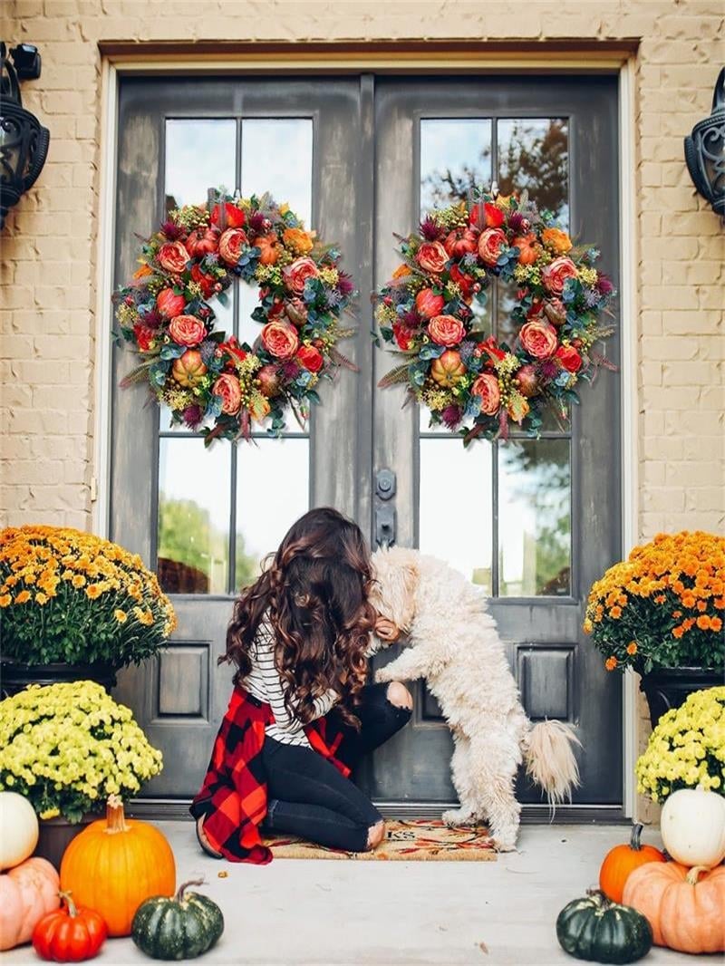 💖Last Day 49% OFF💖 Handmade Fall Peony And Pumpkin Wreath - Year Round Wreath