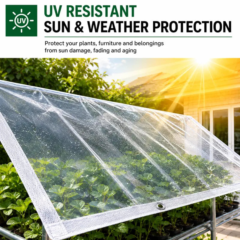 7x10FT Heavy Duty Waterproof PE Tarp Cover - Rainproof Tarp with Metal Grommets, Reinforced Edges & Fasteners for Balcony, Greenhouse, Plant Shield & Outdoor Storage