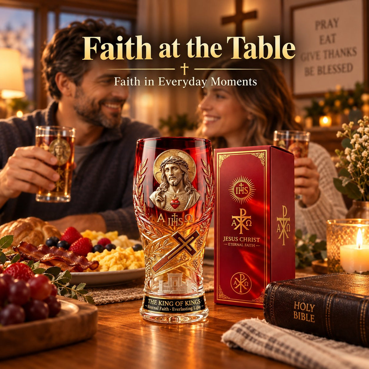 Jesus Christ King of Kings Pint Glass – 16 oz Christian Faith Drinkware & Inspirational Gift
