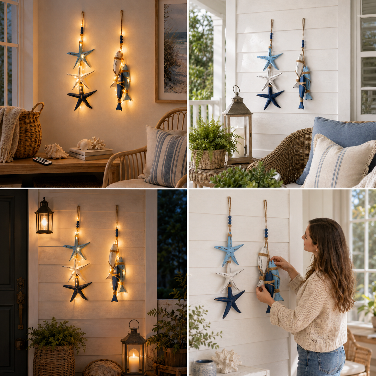 ⭐2026 HOT SALE🐟🌊Lighted Coastal Wooden Starfish & Fish Hanging Decor