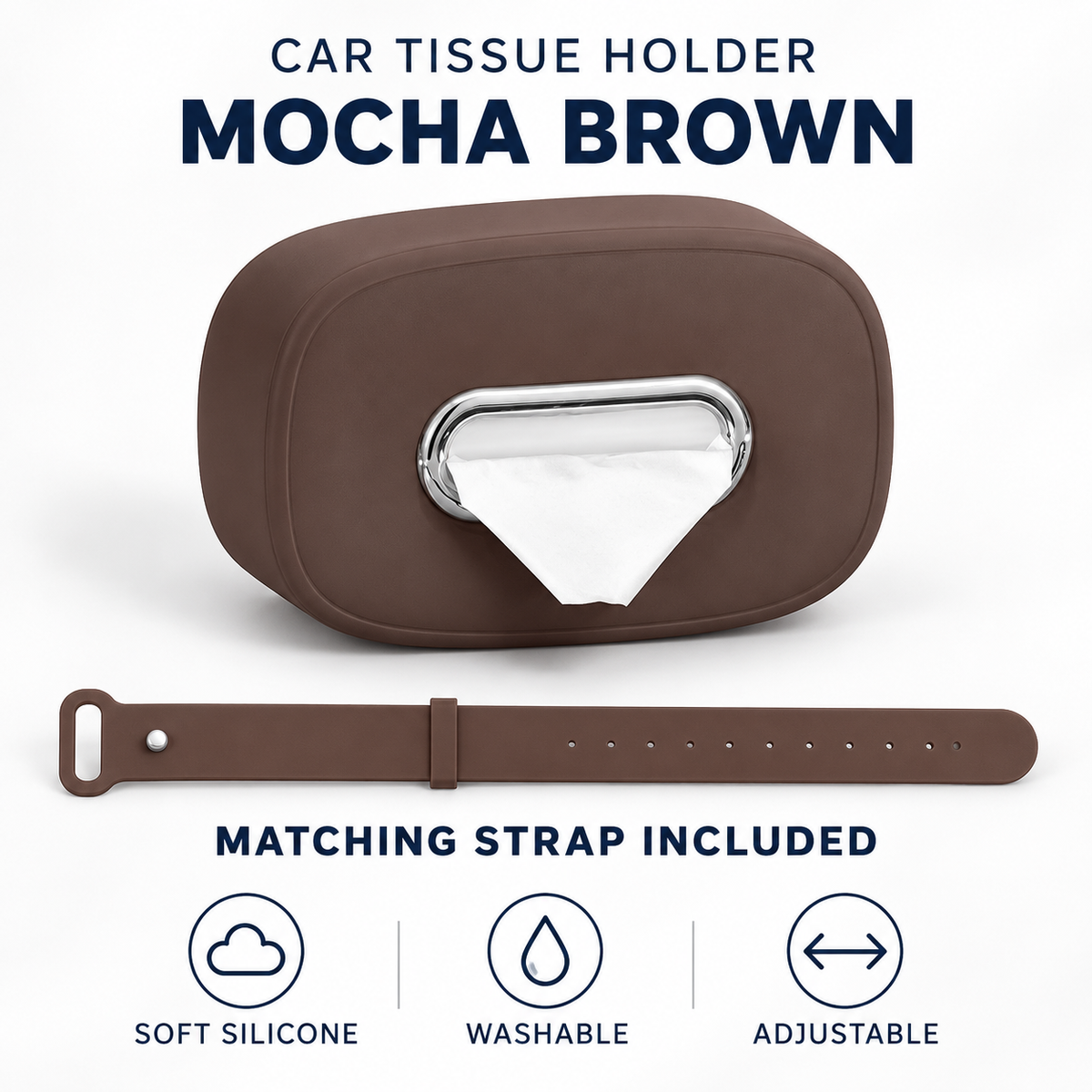 🚗 Keep Tissues Within Reach – Washable Silicone Car Headrest Tissue Holder