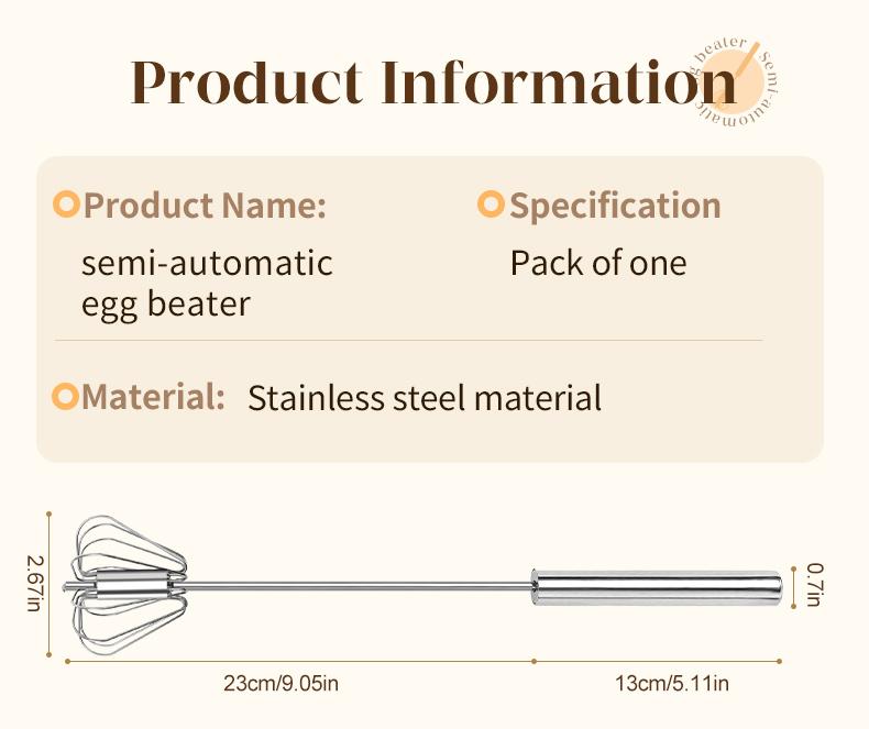 🔥  Stainless Steel Semi-Automatic Whisk