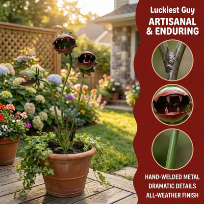 🎉Father's Day last day discount 🎈Whimsical Metal Venus Flytrap Garden Stake – Handcrafted Outdoor Carnivorous Plant Decor – Unique Gardening Gift🎁