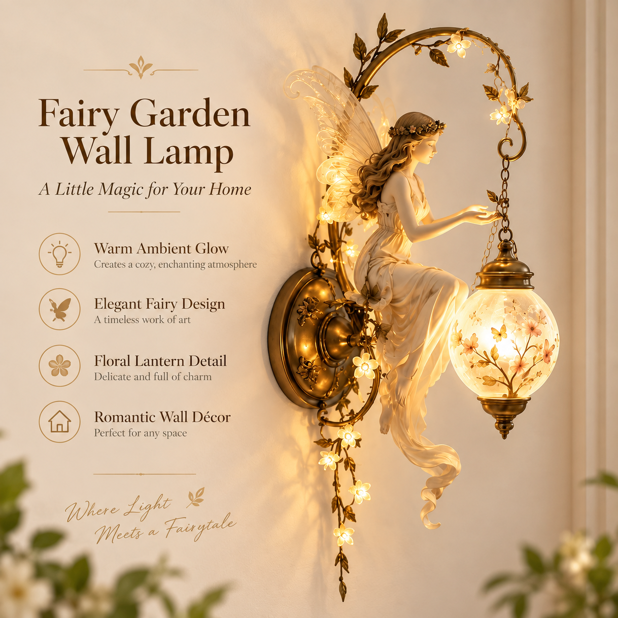 ⏰Limited Stock 50% OFF -🧚✨ Enchanted Fairy Blossom Lantern Wall Light 🌸🏮