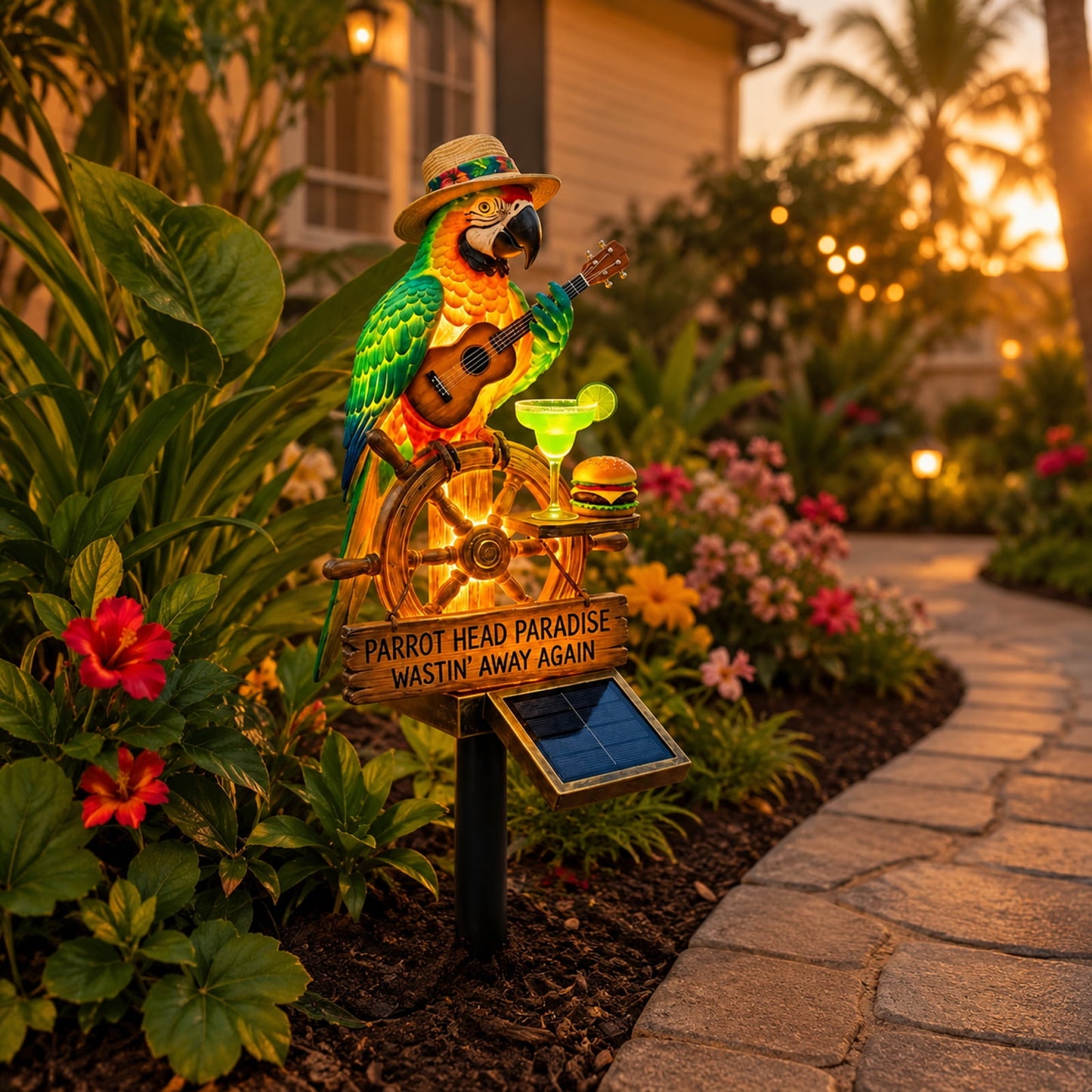 Solar Parrot Garden Light, Tropical LED Outdoor Décor for Patio & Garden