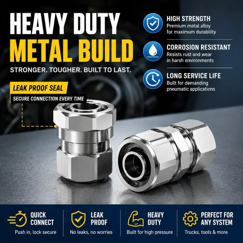 🎉Heavy-Duty Truck/RV Air Line Fitting Kit (8-Piece Set)