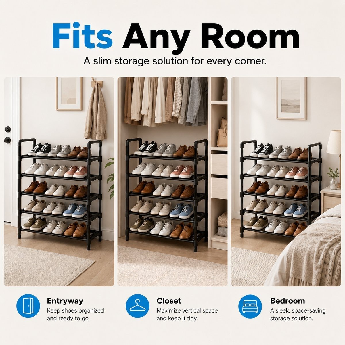 👟Multi-layer Shoe Storage Shelf | Sturdy· Stackable· Space-Saving