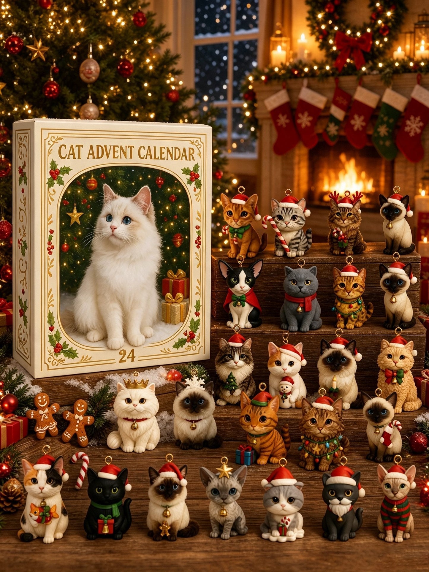 Advent Calendar 2026 Cat Advent Calendar Gift for Adults Friends Cat Owners and Lovers Christtmas Tree Ornament