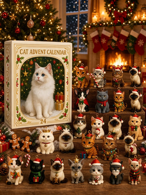 Advent Calendar 2026 Cat Advent Calendar Gift for Adults Friends Cat Owners and Lovers Christtmas Tree Ornament