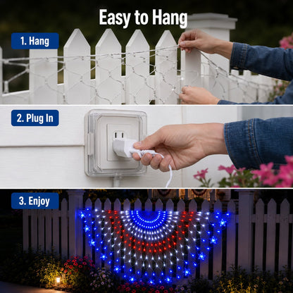 🇺🇸 Patriotic LED Fence Light – 4FT Red White Blue Glow Outdoor Decor