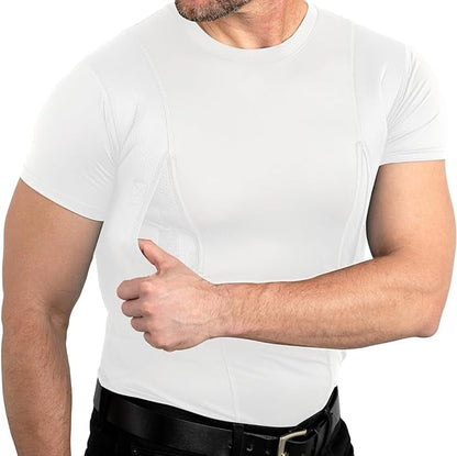 Compression Tactical Short Sleeve T-Shirt with Dual Side Hidden Pockets