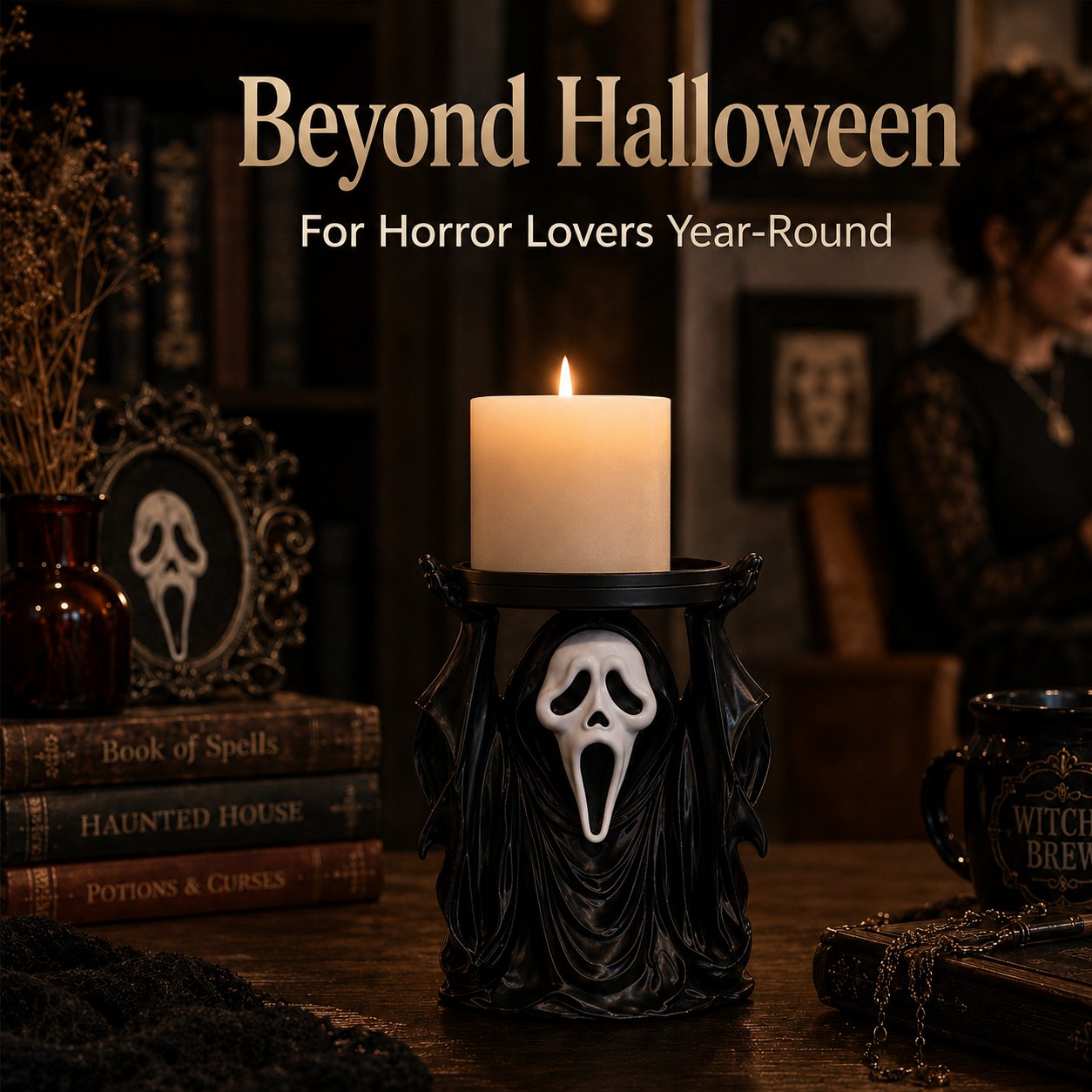 Ghostface Scream Candle Pedestal Holder