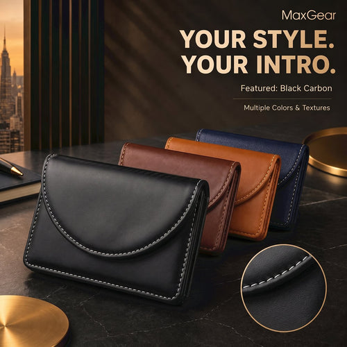 💼 PU Leather Business Card Holder – Slim Magnetic Name Card Case