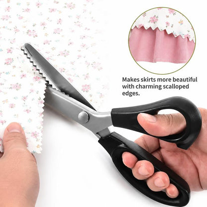 Stainless Steel Zig Zag Scissors with Serrated Teeth, Sharp Craft Cutting Tool for Sewing, Fabric, Dressmaking & DIY Projects