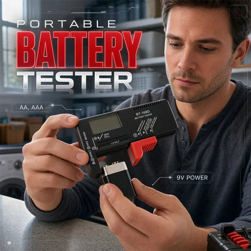 Digital Battery Checker – Large LCD display shows exact remaining power. Compact & portable – test before you toss! 🧪💪