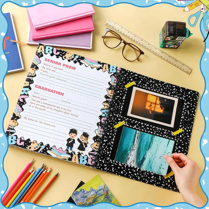 📚School Memory Book Photo Album for Kids,14 Pockets, 34 Pages, 13 Years