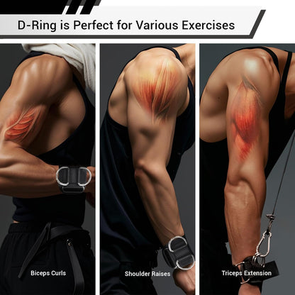 💪 2-in-1 Weight Lifting Wrist Straps with Dual D-Rings for Gym & Cable Training