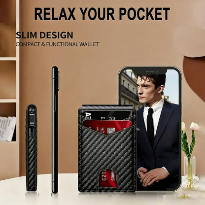 🔐 RFID Blocking Minimalist Pop-Up Wallet | One-Second Card Eject Design & Ultra Slim Pocket Wallet