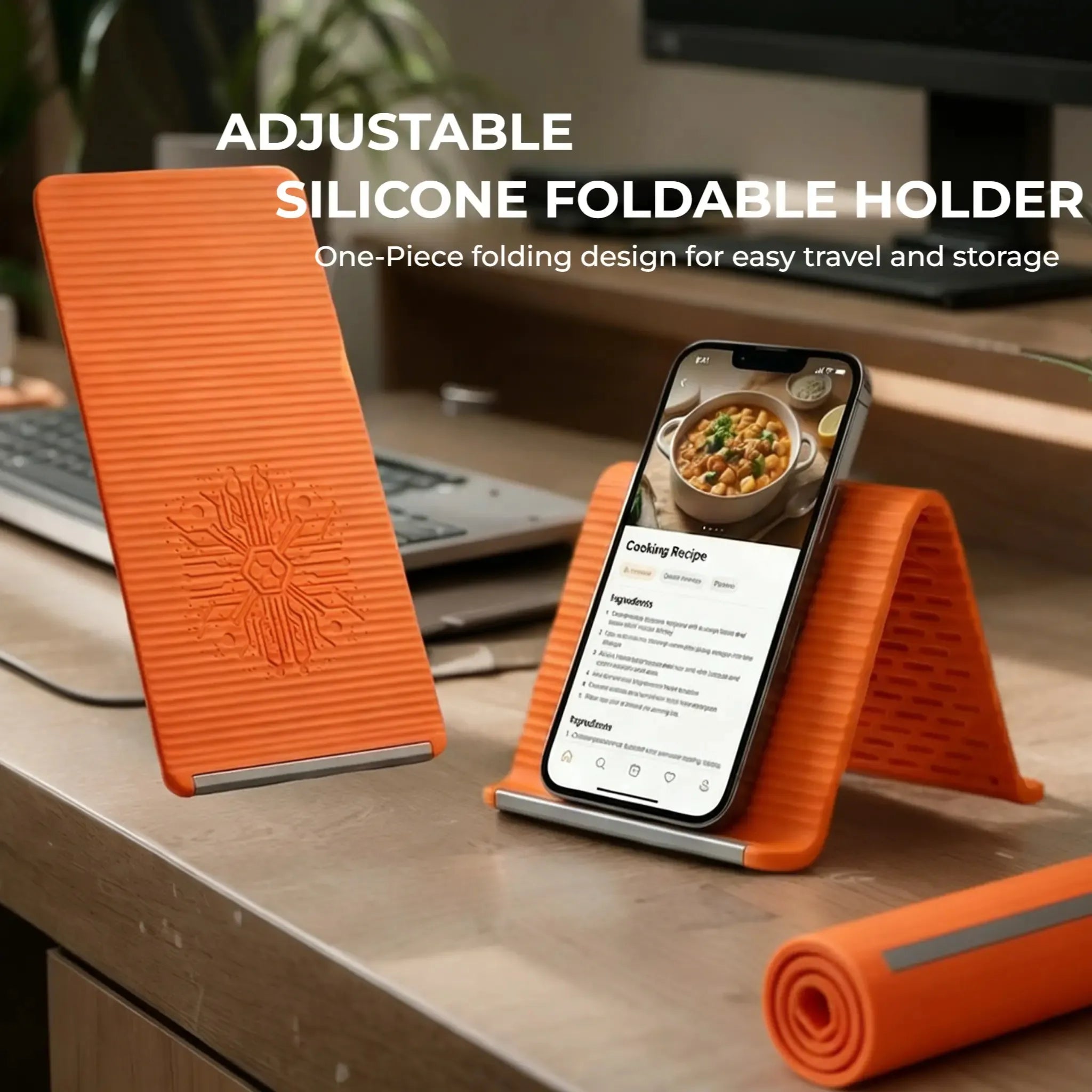 Orange adjustable silicone foldable stand