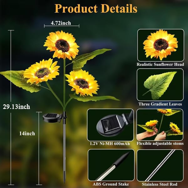 🌞Solar LED Sunflower Garden Lights-29.6inch/74cm