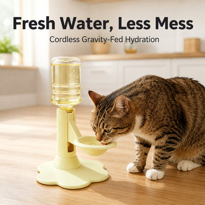 🎖️Gravity Cat Water Dispenser 🐱Cordless Raised Pet Water Bowl Anti-Spill ⚡No Electricity Needed