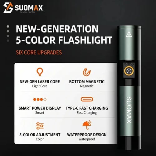 🔦5-in-1 Magnetic Flashlight – 1800LM Rechargeable Multi-Color Torch