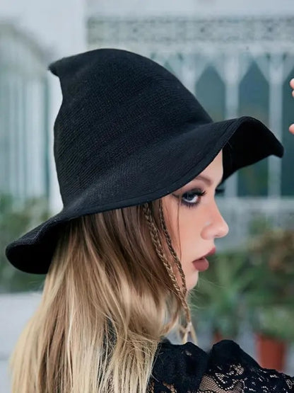 🧙 Knitted Wizard Hat  - ✨ Cozy Halloween Fantasy Costume Accessory