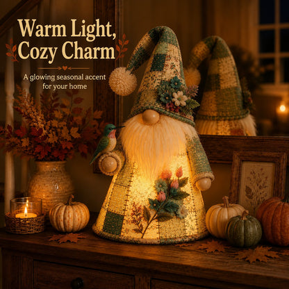 🔥 LAST DAY 49% OFF – 🐦 Patchwork Bird Gnome Light Collection | Warm Glowing Tabletop Decor with Farmhouse Patchwork Details for Mantels, Shelves & Holiday Gifts ✨（副本）