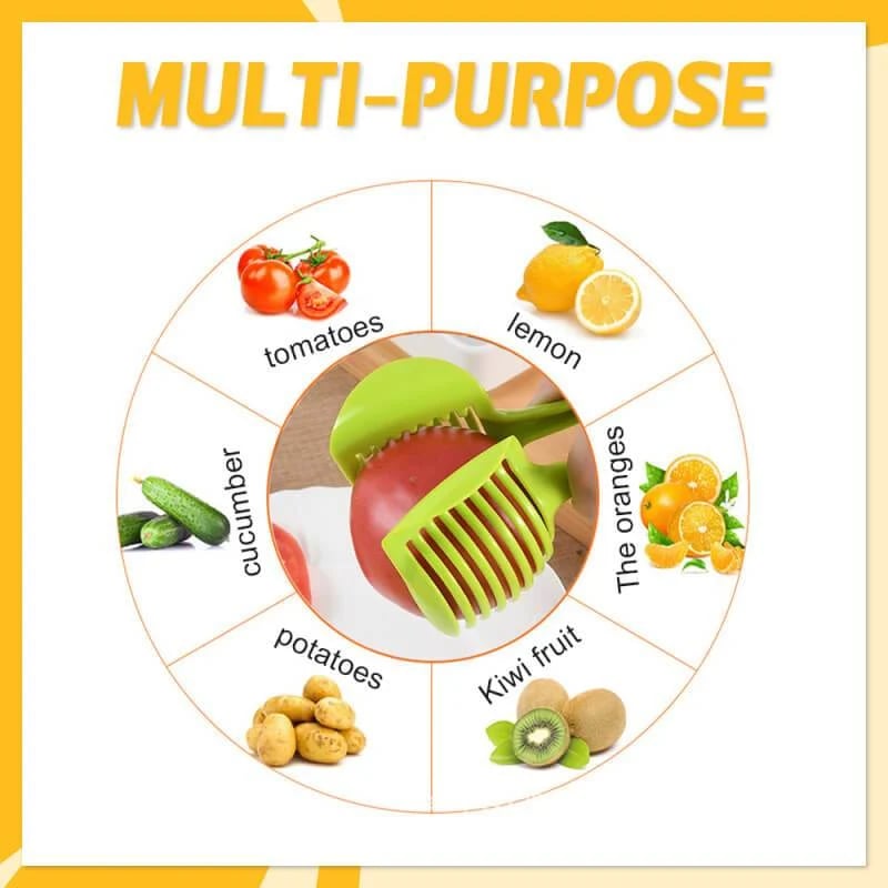 Creative Kitchen Slice Cutting Tool, Food‑Grade Aluminum Alloy Hand‑Held Slicer, Quick Slicing Holder for Lemon, Tomato, Onion & Soft Fruits Vegetables