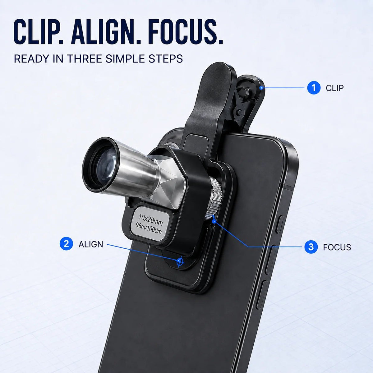 🔥 Last Day 49% OFF 🔭 10×20 Mini Monocular Phone Telescope – Pocket Long-Distance Viewer with Adjustable Smartphone Clip