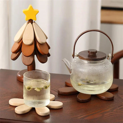 🎄 2-in-1 Wooden Christmas Tree Trivet | Festive Table Centerpiece