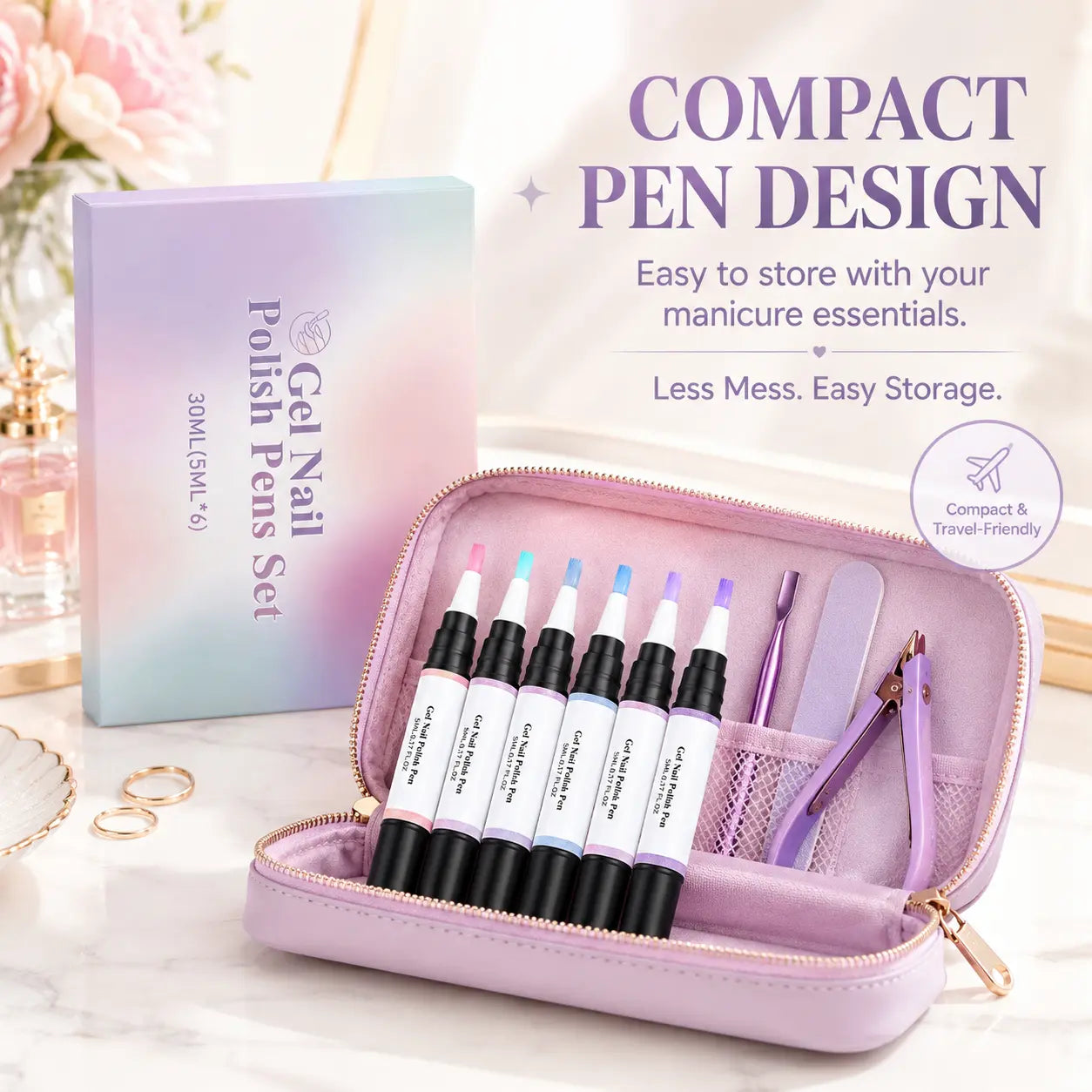 6-Color Pearl Gel Nail Polish Pen Set for Easy DIY Nails