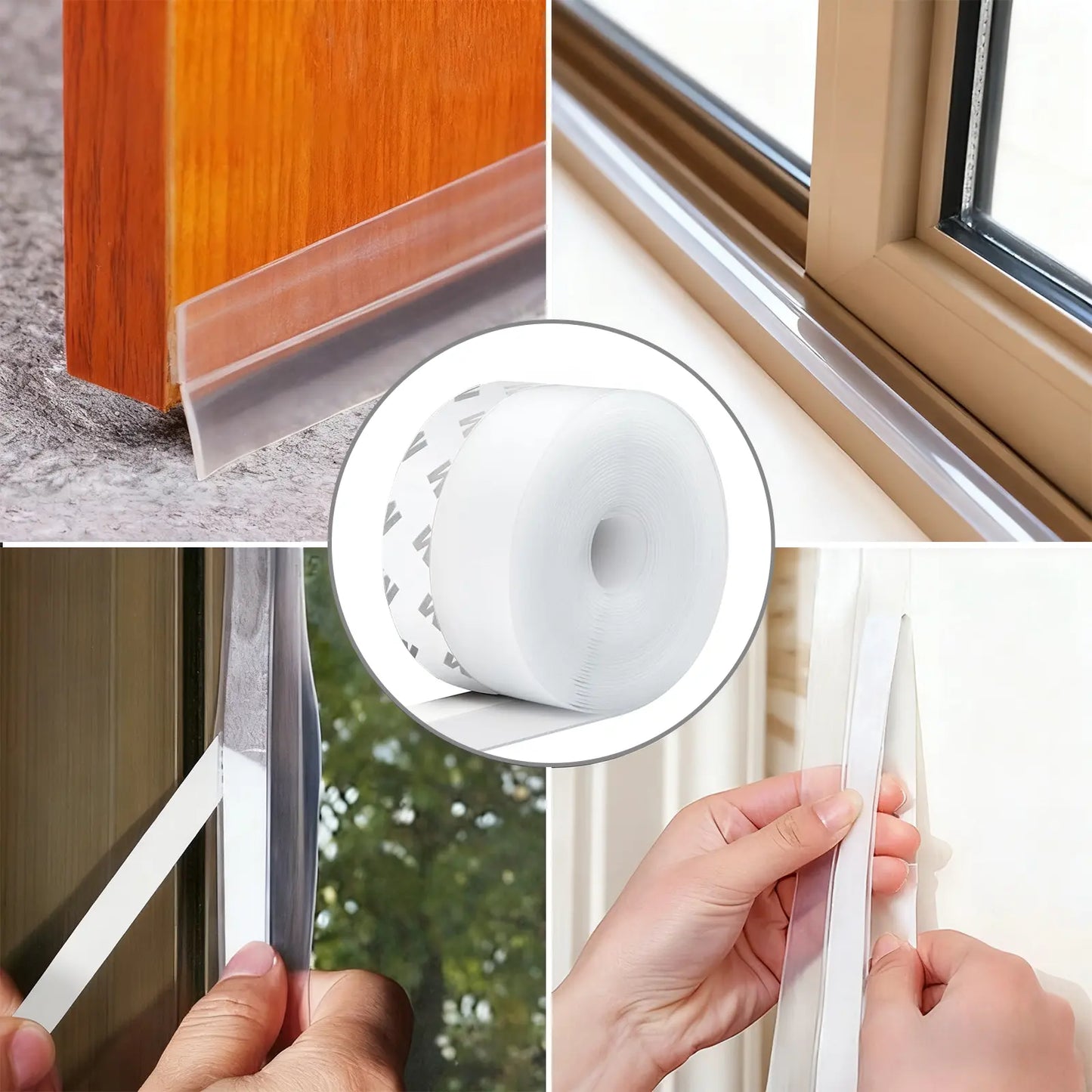 Door Weather Stripping, Self-Adhesive Draft Stopper Seal for Doors & Windows