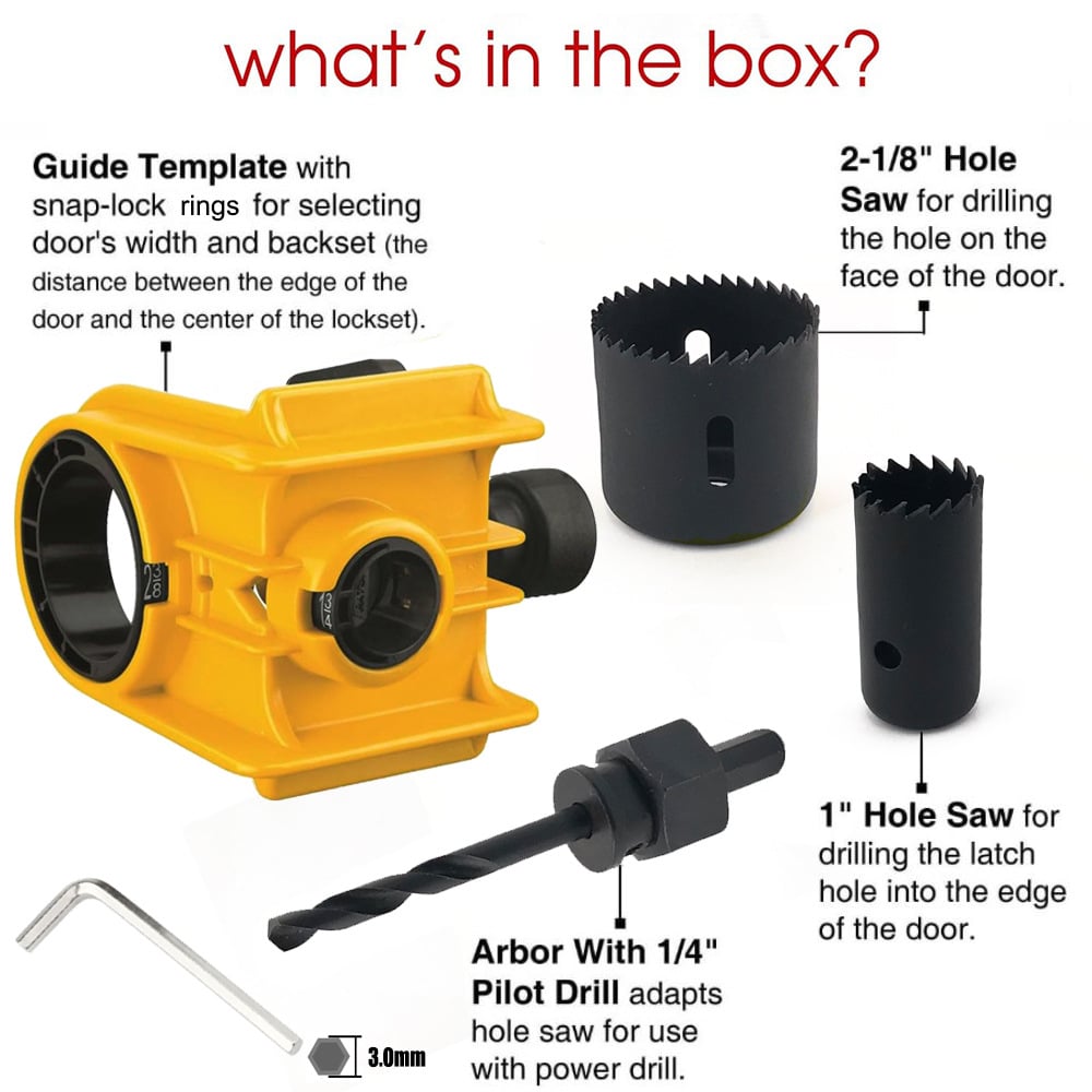 🚪 Door Lock Installation Jig Kit | Wood Door Knob & Deadbolt Hole Drilling Set