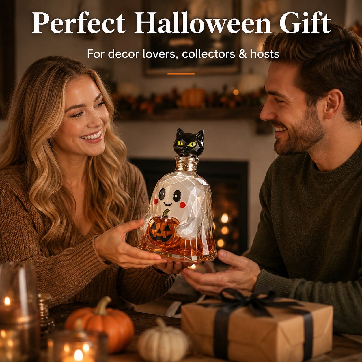 🔥HOT SALE🔥Ghost Pumpkin Halloween Decanter 🎃 Spooky Glass Whiskey Bottle