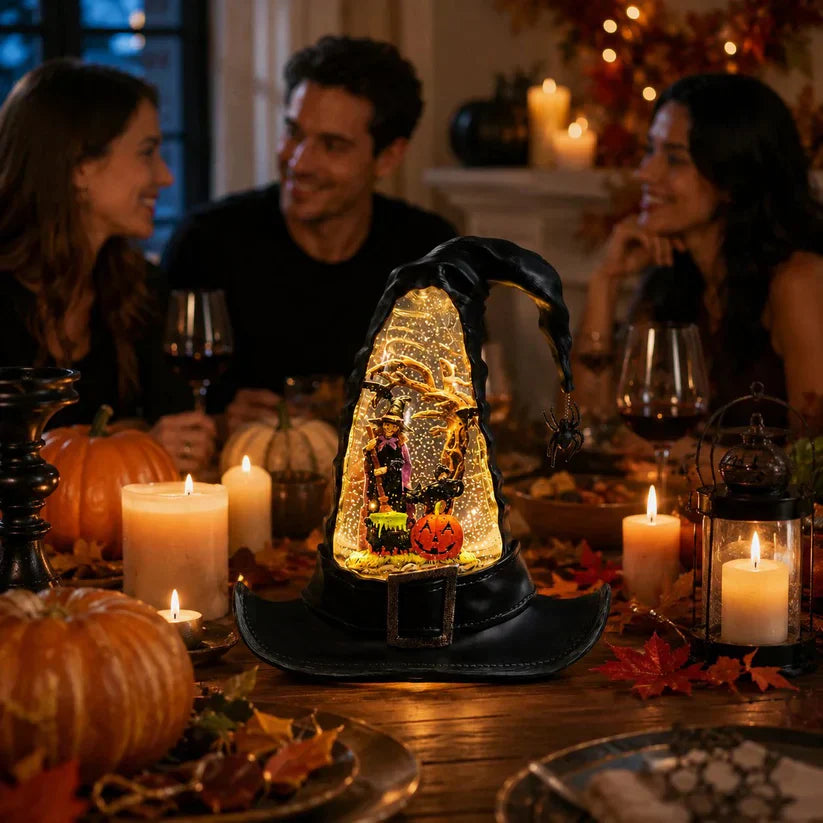 Witches Hat Lighted Water Lantern With Swirling Glitter - 4500755  - USB Included New