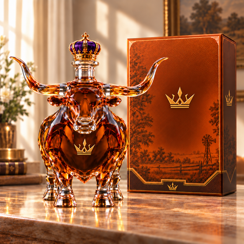 👑Western Bull Whiskey Bottle🐂Embossed display gift box