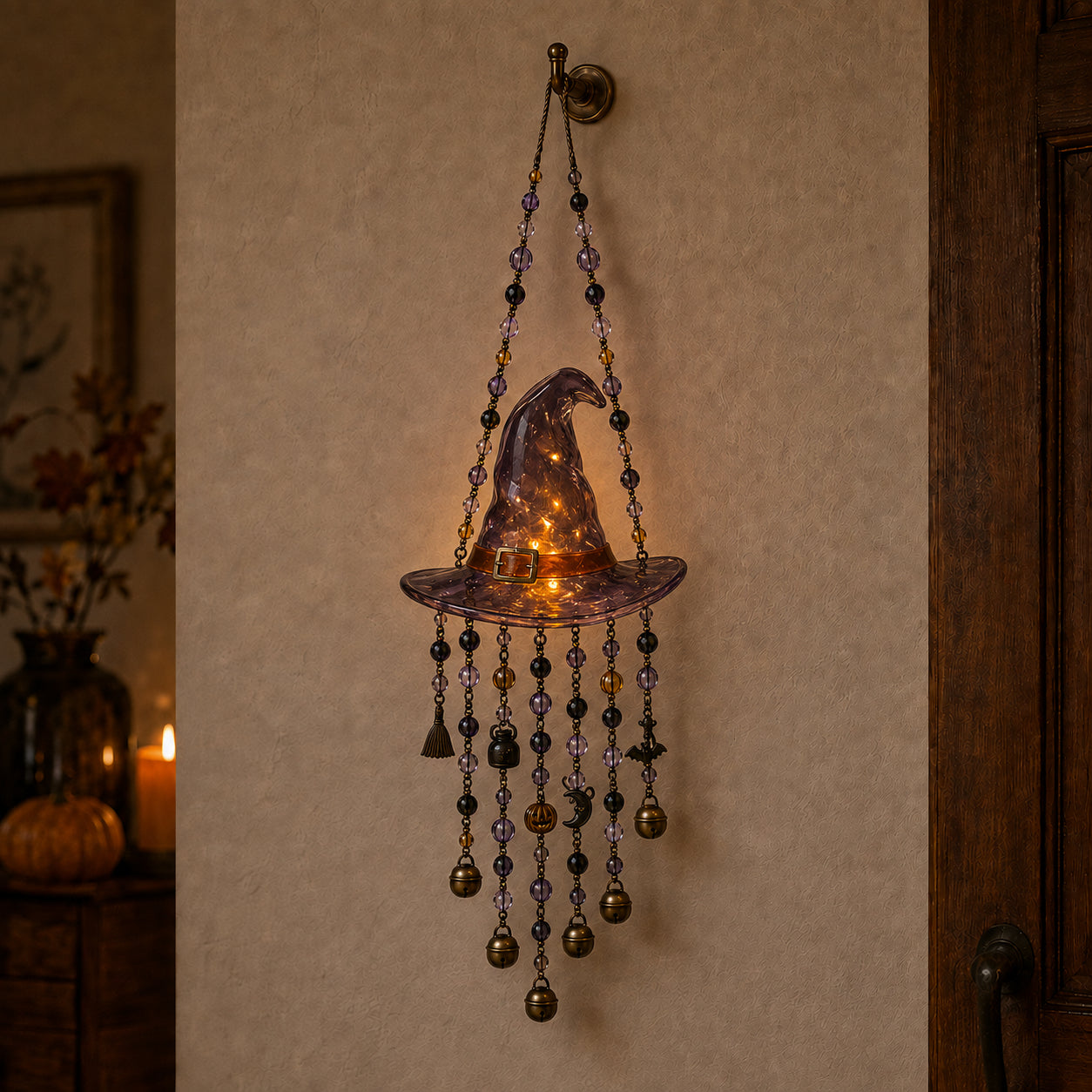 Lighted Halloween Beaded Wind Chime Collection – Glowing Hanging Décor
