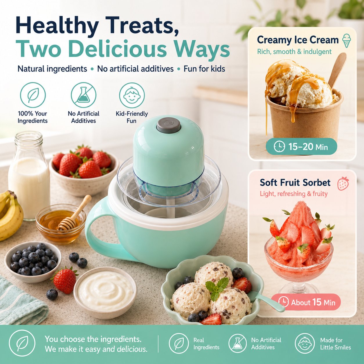 🔥LAST DAY 49% OFF - 🍦USB Family DIY Ice Cream Maker